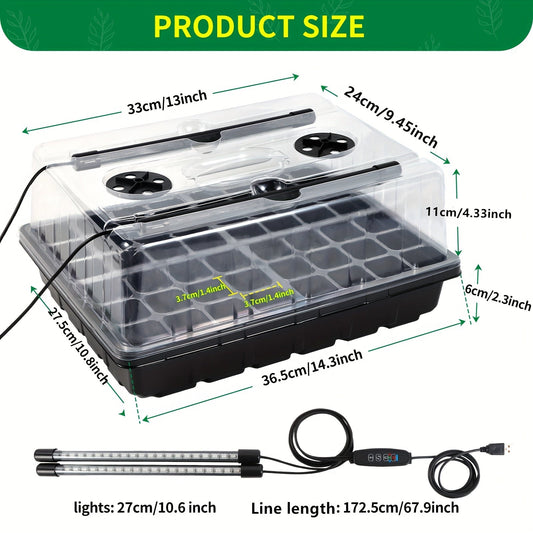Seed Starter Tray with Grow Light 96 Cell Self-Watering | 10-Level Brightness & Timer | Humidity Dome | Indoor Seedling Kit for Vegetables Flowers Herbs
