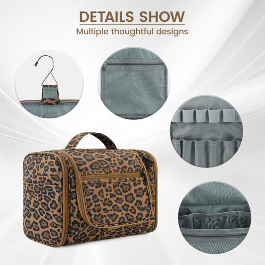 Toiletry Bag Hanging Multi-Pocket Shower Organizer with Metal Hook, Carry Handle and Seven Print Options