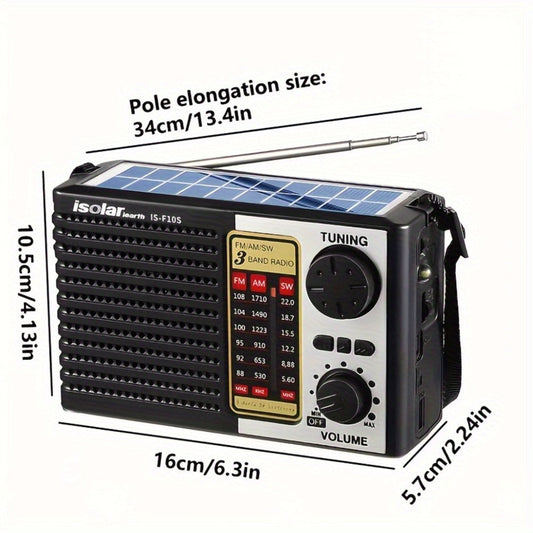 Rechargeable Solar Radio Speaker FM AM Portable Outdoor Radio with MP3 Player Flashlight Adjustable Volume for Camping Hiking Emergency Outdoor Activities Survival Gear Gift for Men
