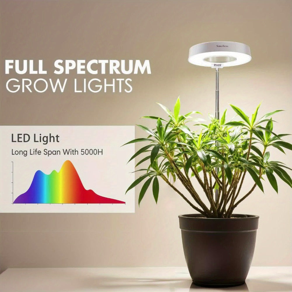 Full Spectrum LED Grow Lights for Indoor Plants, 3-Pack with Auto Timer 3/6/9H, 4 Dimmable Levels & Adjustable Height