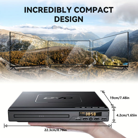 1080P Full Region DVD Player for Elderly, HD AV Output USB Direct Read Smart Error Correction, Easy Home DVD Player with Remote Control, Supports DVD CD VCD SVCD & USB Flash Drive