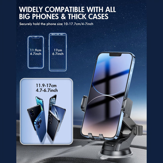 Wireless Car Charger Mount 15W Auto-Clamping – Fast Charge Phone Holder for iPhone 17 16 15 14 13 12 Pro Max, Samsung Galaxy S24 S23 S22 S21 S10 & All Qi Phones | USB-C Dashboard & Vent Mount