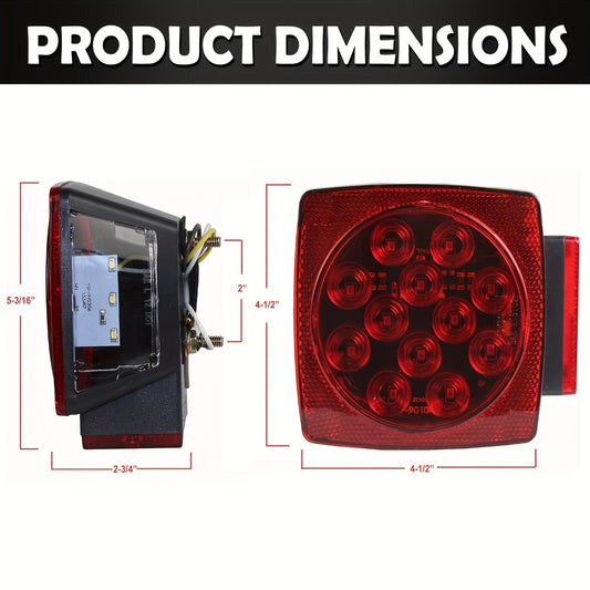 12V LED Trailer Tail Lights Kit - Stop, Turn Signal, Brake & License Plate Light for Trailers Under 80" - Boat, RV, Camper, Truck