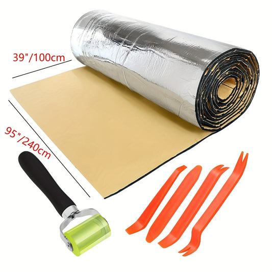 Sound Deadener Mat for Cars - Heat Shield & Noise Reduction Insulation with Self-Adhesive Backing, Reflective Aluminum Foil, Easy Cut & Install for Car Floor, Cab & Trunk (22 or 26 Sq Ft)