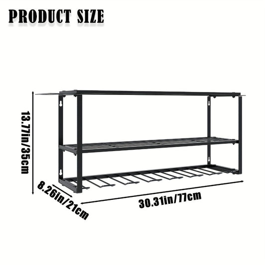 Wall Mount Power Tool Storage Rack, Heavy-Duty 150 Lb Steel 3-Tier & 4-Tier Garage Tool Organizer with 7 Bit Holders – Workshop Shed Basement Wall Storage