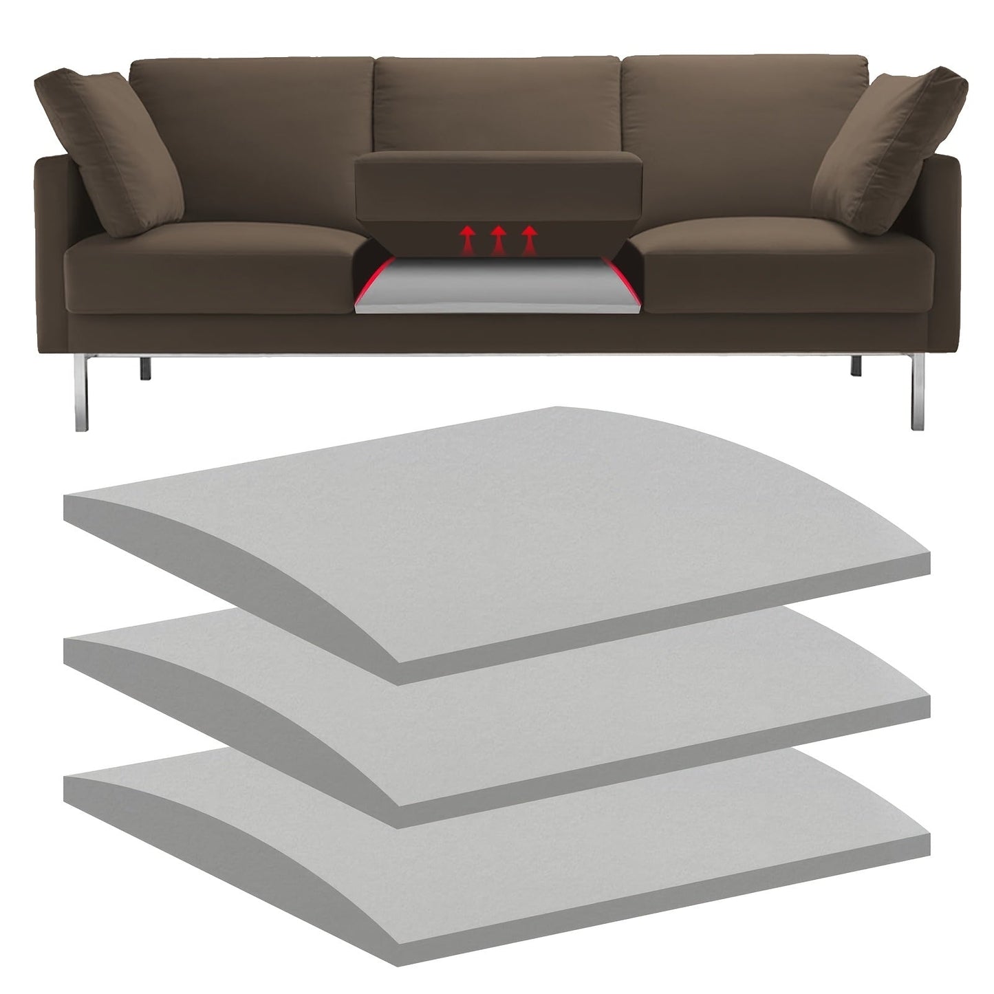 Sofa Cushion Support shown in the Grey-3pcs option