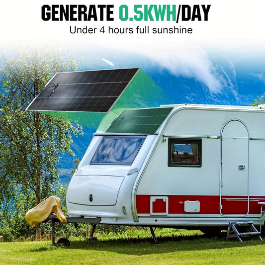 Flexible Solar Panel 125W 18V 18BB Monocrystalline Solar Cell Bendable 30 Degree Ultra-Thin Lightweight for 12V Battery Charge RV Boat Camper Van Roof Camping Outdoor Hiking