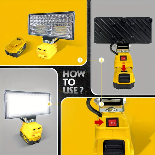 LED Work Light Compatible with DeWalt 20V Battery - 18W/84W Adjustable Floodlight, 4/8 Inch Portable Jobsite Light with USB & Type-C Ports, Angle Adjustable for Camping Automotive Repair Worksite