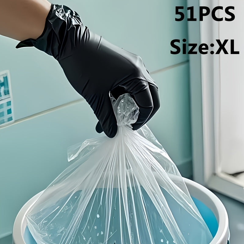 Black Nitrile Disposable Gloves in 51-Piece Size-Specific Packs with Powder-Free and Latex-Free Labels