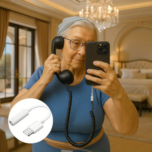 Retro Phone Handset for Smartphone Tablet & Computer – Hands-Free Calling, Volume Control, Clear Sound, 3.5mm & Type-C Compatible, iPhone Android, Multiple Colors, Great Senior Gift