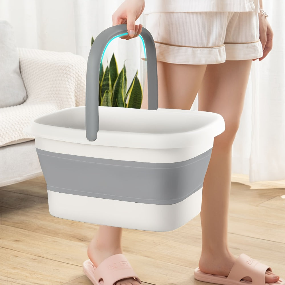 Large Collapsible Foot Bath Basin with Carry Handle, Raised Footbed Texture and Pictured Green Finish