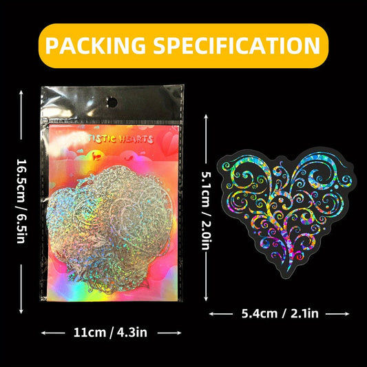 Holographic Heart Stickers 50pcs Laser Sparkling Love Decals for Laptop Phone Water Bottle Guitar Car Luggage – Party Favor Valentine DIY Scrapbook Gift Pack