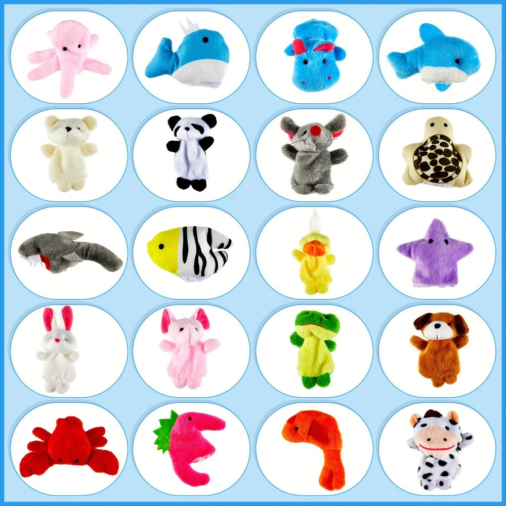 Twenty-Set Animal Finger Puppet and Plastic Egg Bundle with 20 Puppets and 20 Colorful Eggs