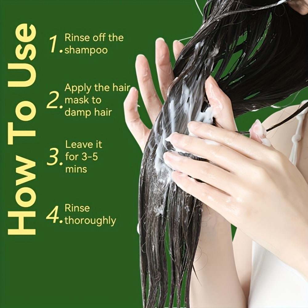 250g 7-in-1 Hair Mask in White Pump Bottle with Rosemary, Batana, Castor and Peppermint Oils