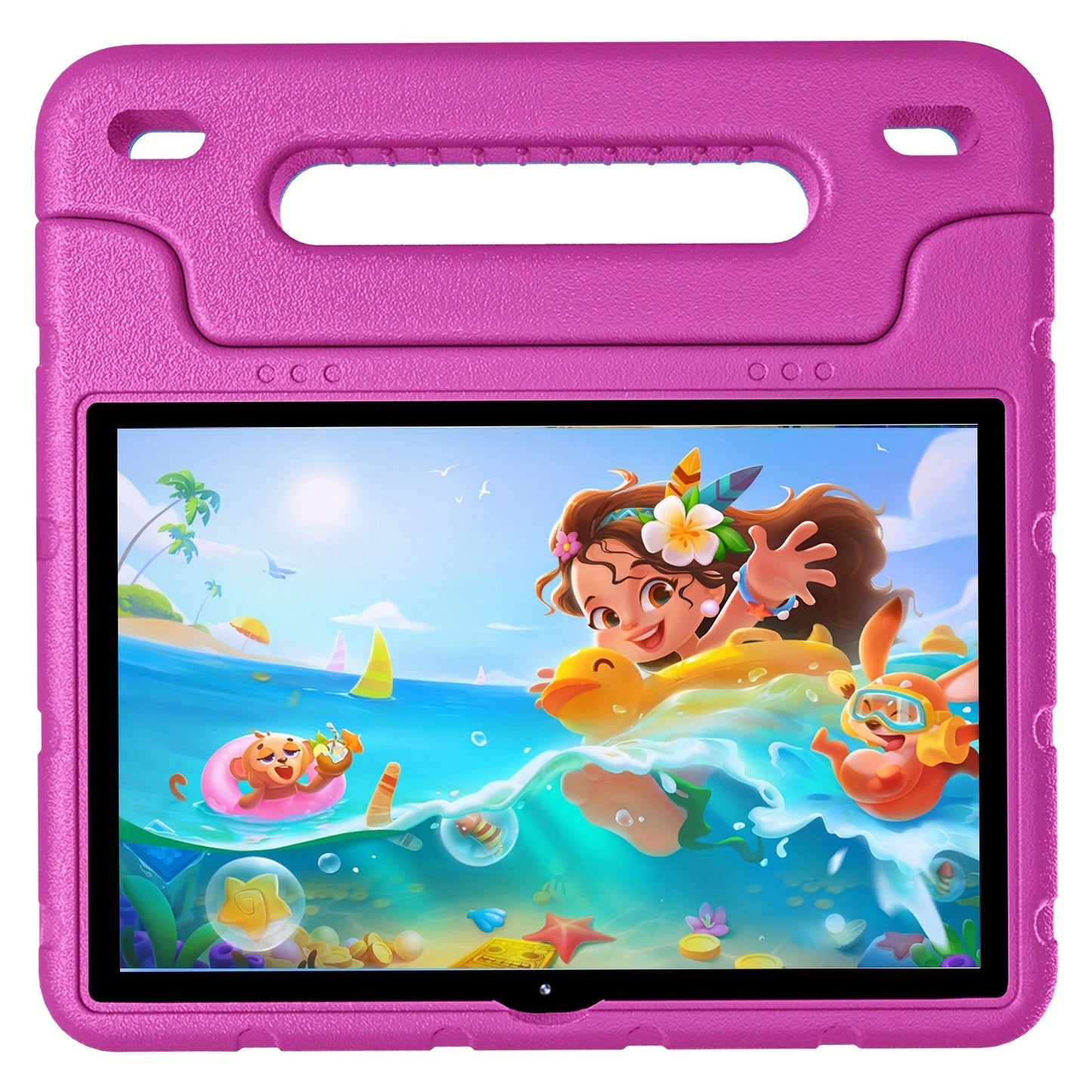 Kids Tablet 10 Inch Android 13 2GB RAM 64GB Storage 512GB Expandable WiFi Dual Camera Preloaded Educational Apps Parental Controls Shockproof Case for Boys Girls Blue Red