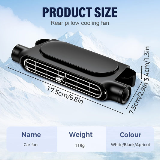 Bladeless Car USB Fan - 3-Speed Silent Cooling, Fits All Vehicles, Car Seat Fan with USB Charging Cable, Black & White Available