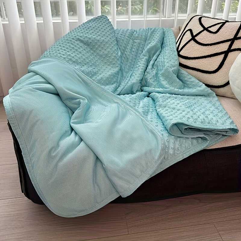 Lightweight Polyester Summer Blanket with Embossed Stripe Design in 15 Color and Size Options for Bed or Travel