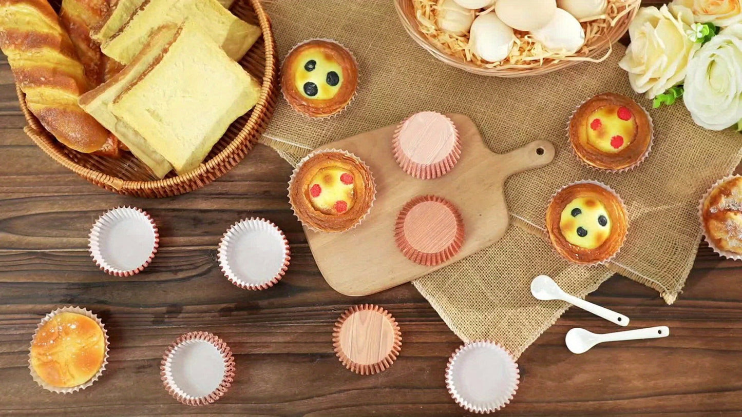 300-Piece Woodland Animal Paper Cupcake Liner Set with Woodgrain Print for Parties and Holiday Baking