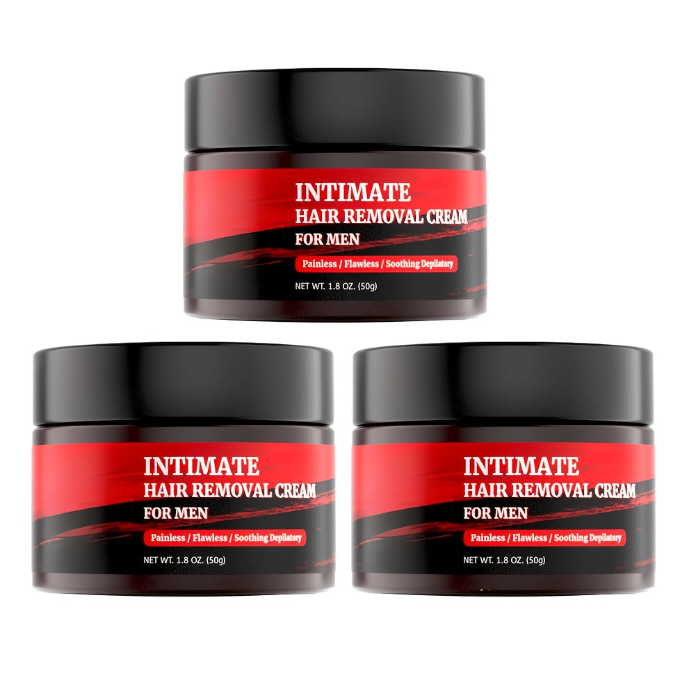 Hair Removal Cream for Men in a 50g Jar with 1-, 2- or 3-Pack Options for Body Grooming Routines