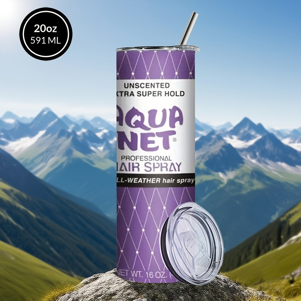 Insulated Tumbler Drinkware by SAXUMOUT, 20oz Stainless Steel Cup with Lid, Straw and Purple Retro Graphic