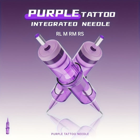 Tattoo Cartridge Needles 30 50pcs Purple RL RS RM M1 Mixed Sizes - Tuffking Disposable Professional Liner Shader Magnum Needles for Rotary Pen Machine Artists & Beginners