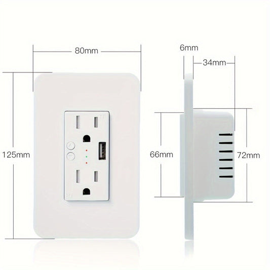 Smart WiFi Wall Outlet with 2 AC Outlets & USB Charging Port, Works with Alexa & Google Home, App Remote Control, No Hub Required, 15A 2.4GHz – MOES Intelligent In-Wall Smart Plug Socket