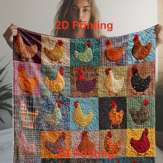 Colorful Chick Print Flannel Blanket Soft Cozy Throw