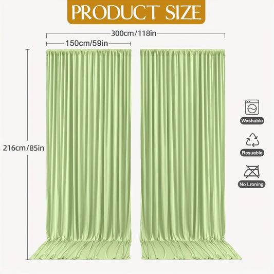 Party Backdrop Curtains 2-Pack 59x85 Inch – Soft Non-Transparent Wrinkle-Free Fabric with Pole Pocket for Wedding, Birthday, Christening, Bridal Shower, Christmas & Holiday Decoration