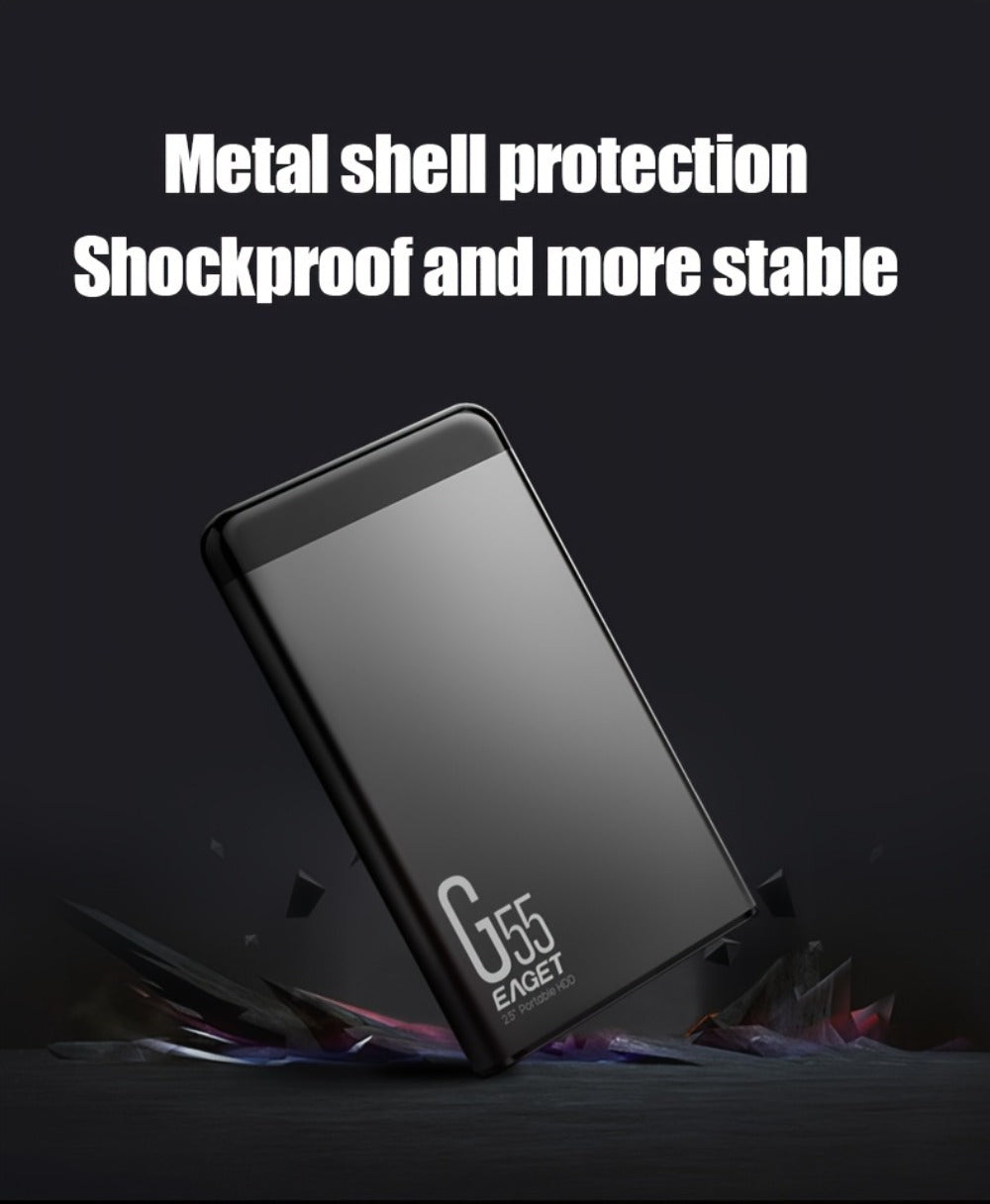 Slim 500GB Portable Hard Drive with USB 3.0 Connection, EAGET G55 Metal-Shell Label and 2.5-Inch Format