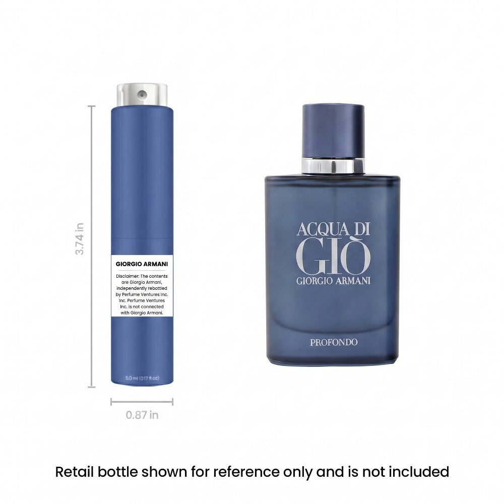 Perfume Travel Spray for Men in 5ml Blue Atomizer with Aquatic, Mineral and Musk Source Profile