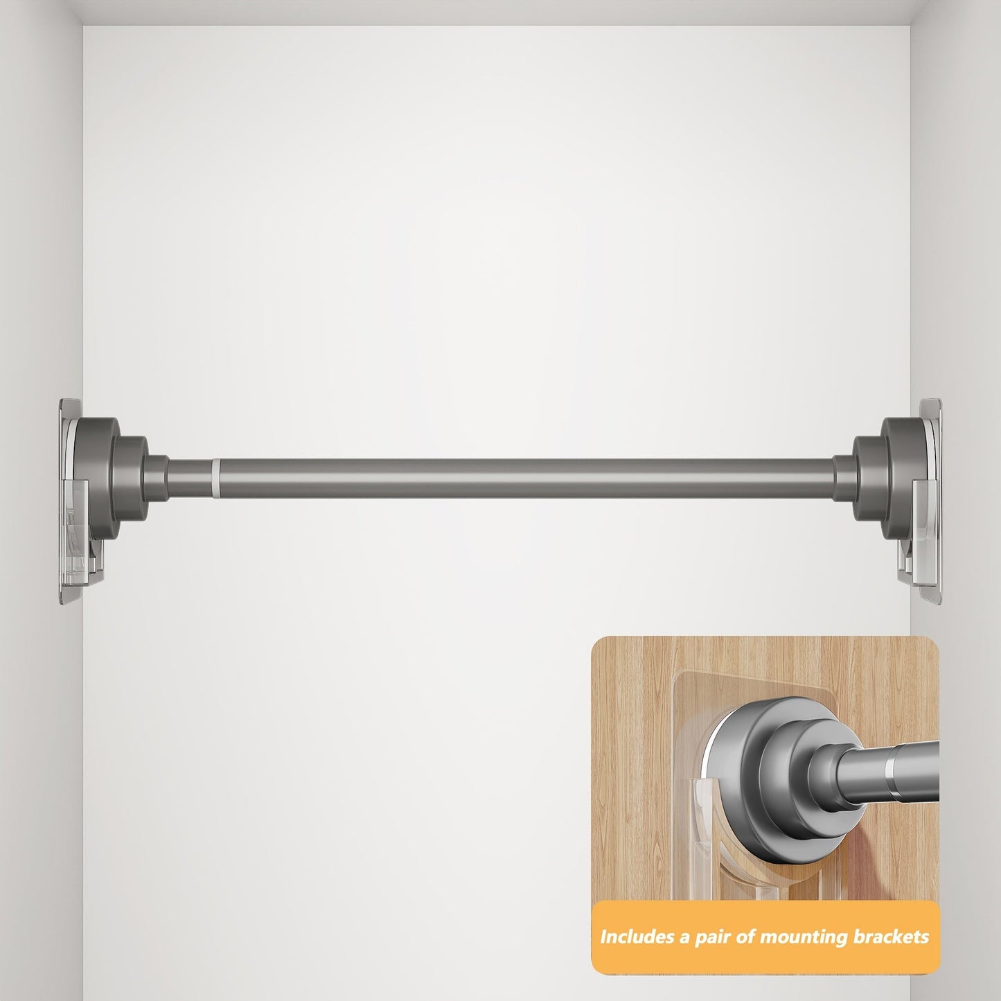 Tension Rod Stainless Steel No Drill - Adjustable Curtain Rod for Wardrobe Bathroom Bedroom, Clothes Drying Rod, Multiple Sizes & Colors