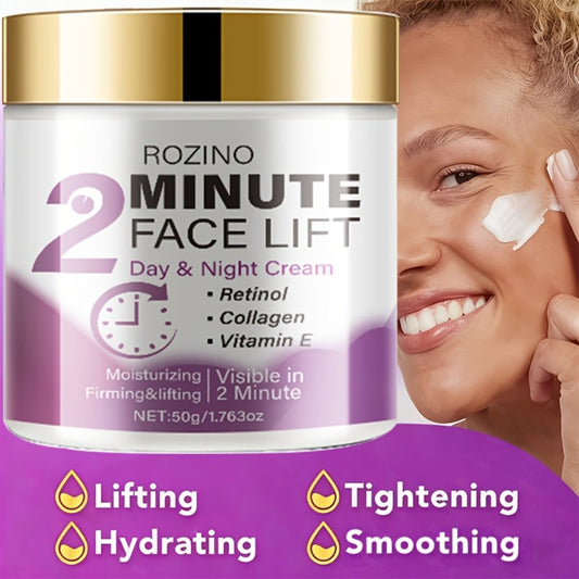 Face Lift Firming Cream with Retinol Collagen Hyaluronic Acid Turmeric Vitamin C E Protein Anti-Aging Moisturizer Day Night All Skin Types Alcohol Free 50g
