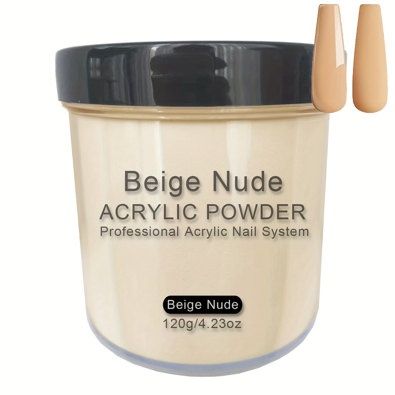 120g Acrylic Nail Powder Jar in Nude Blush, Beige or Beige Nude for Use with Compatible Acrylic Liquid