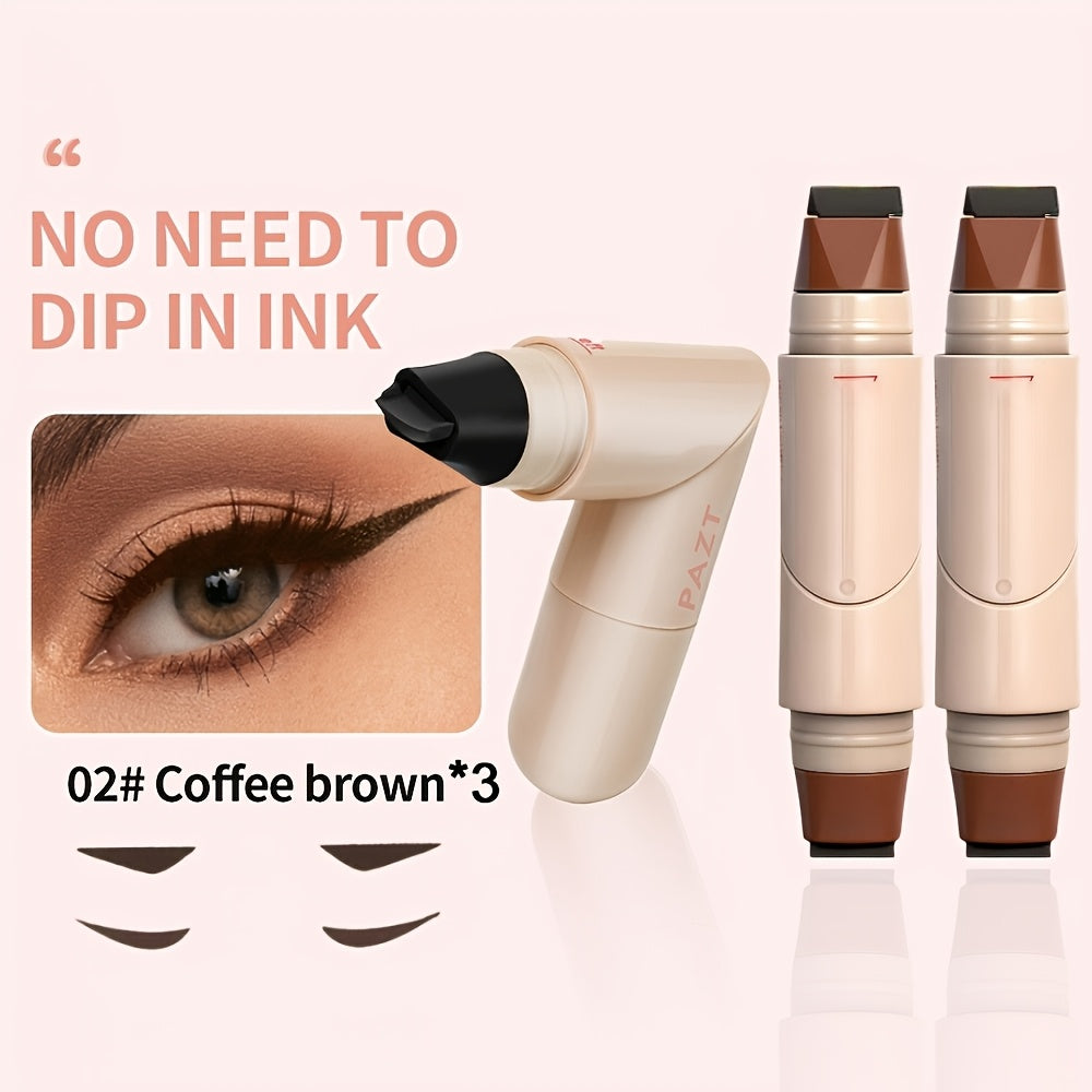 Double-Ended Wing Stamp Eyeliner Pen Three-Pack in Natural Black or Coffee Brown Color Options