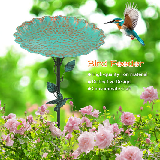 Bird Bath | Lotus Leaf Metal Green Garden Courtyard Feeder Outdoor