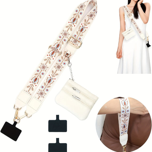 Phone Lanyard Crossbody Strap with Zipper Pouch & Beaded Charm Adjustable Hands-Free Cell Phone Shoulder Strap – Universal Fit for Most Smartphones Women Teens Travel Daily