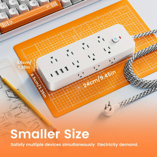 Surge Protector Power Strip 18-in-1 with 14 AC Outlets, 3 USB-A, 1 USB-C, 4 ft Flat Cord and Wall-Mount Holes