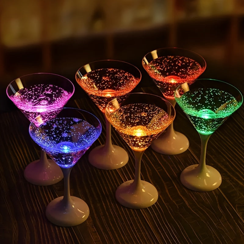 Six-Piece LED Light-Up Drinkware Set with Two Style Options: Champagne Flutes or Cocktail Glasses