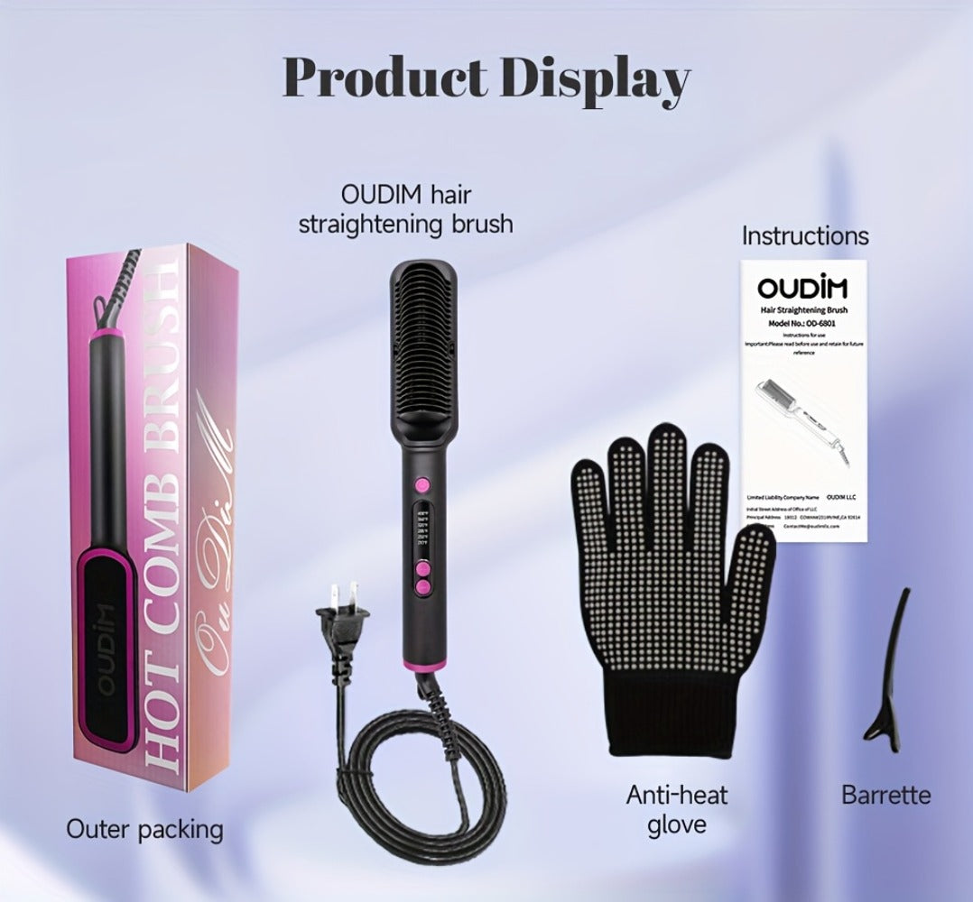 Hair Straightener Brush for Home and Travel and Salon Hair Styling with Fast Heat-Up & Anti-Scald Protection