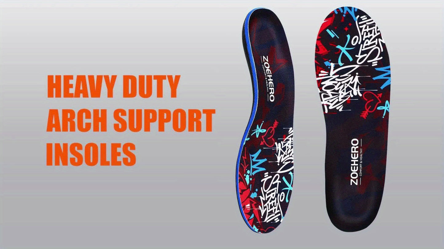 Full-Length Arch-Profile Shoe Insoles with Deep Heel Cup and Nine Men's and Women's Size Options
