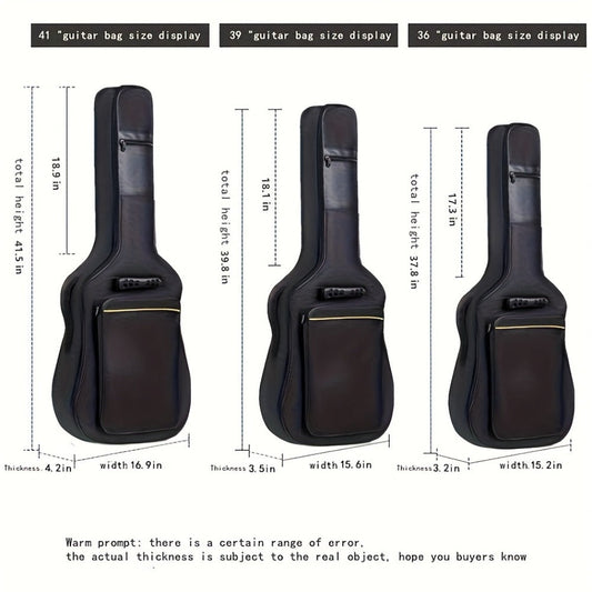 38 39 40 41 Inch Guitar Backpack Acoustic Guitar Bag 0.3 Inch Thick Padding Dual Adjustable Shoulder Strap Guitar Case Gig Bag with Back Hanger Loop detail image