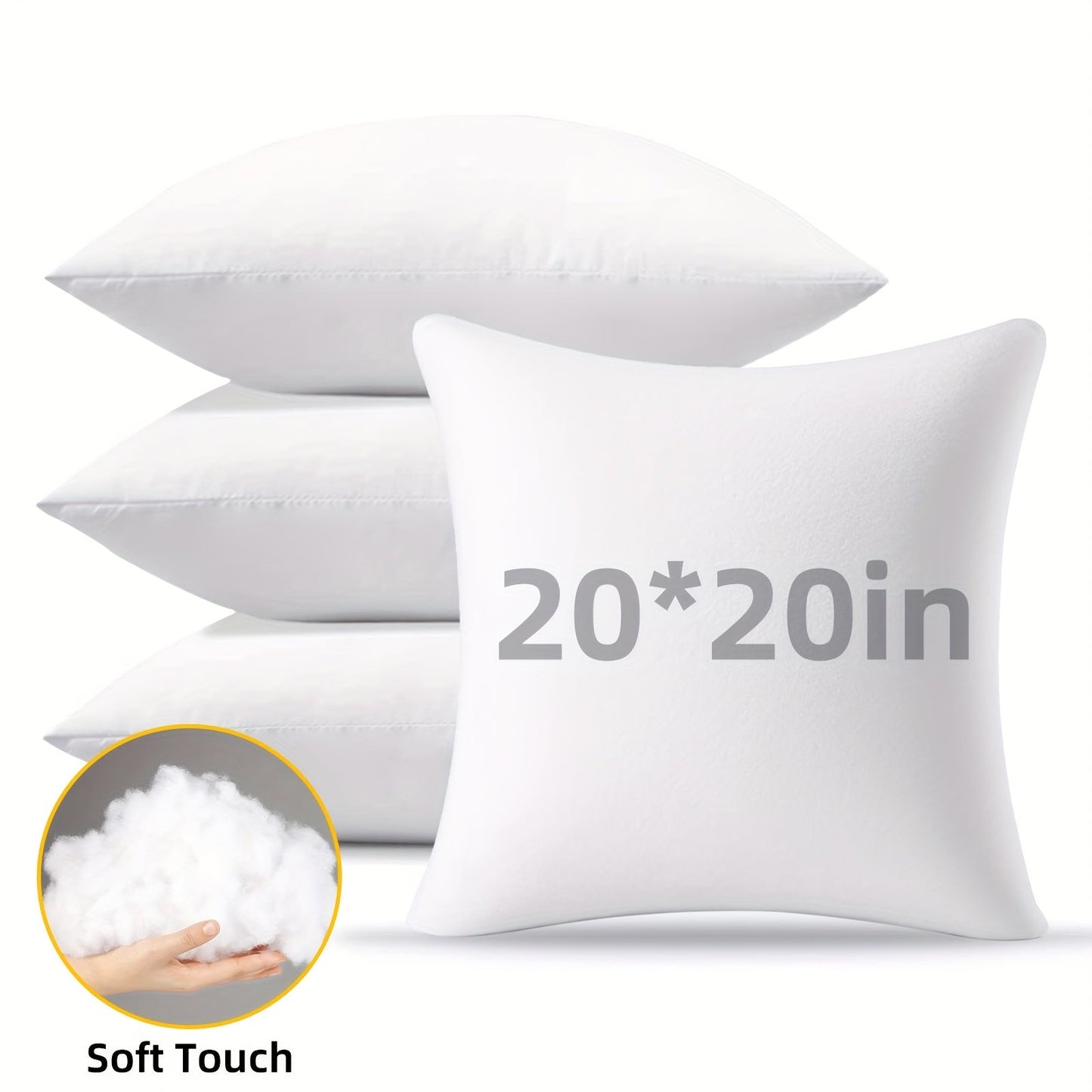 Outdoor Pillow Inserts 4/6 Pack – Soft Microfiber Fill, Waterproof & Fluffy Throw Pillow Inserts for Sofa Bed Couch, 12x20 18x18 20x20 Inch