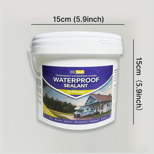 RV Waterproof Sealant 4.41LB – Flexible Clear Roof & Gutter Sealant Covers 160 Sq Ft | Multi-Surface Water-Based Coating for RV, Home & Outdoor Use | Includes Brush