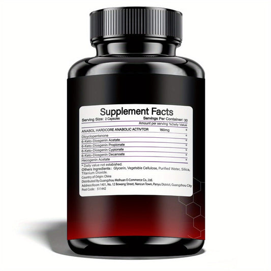 Anabol Hardcore Anabolic Activator for Men — Advanced Energy, Strength & Muscle Performance Formula with 6-Keto-Diosgenin & Hecogenin | Daily Wellness Support | 60 Capsules | 1-3 Bottle Options