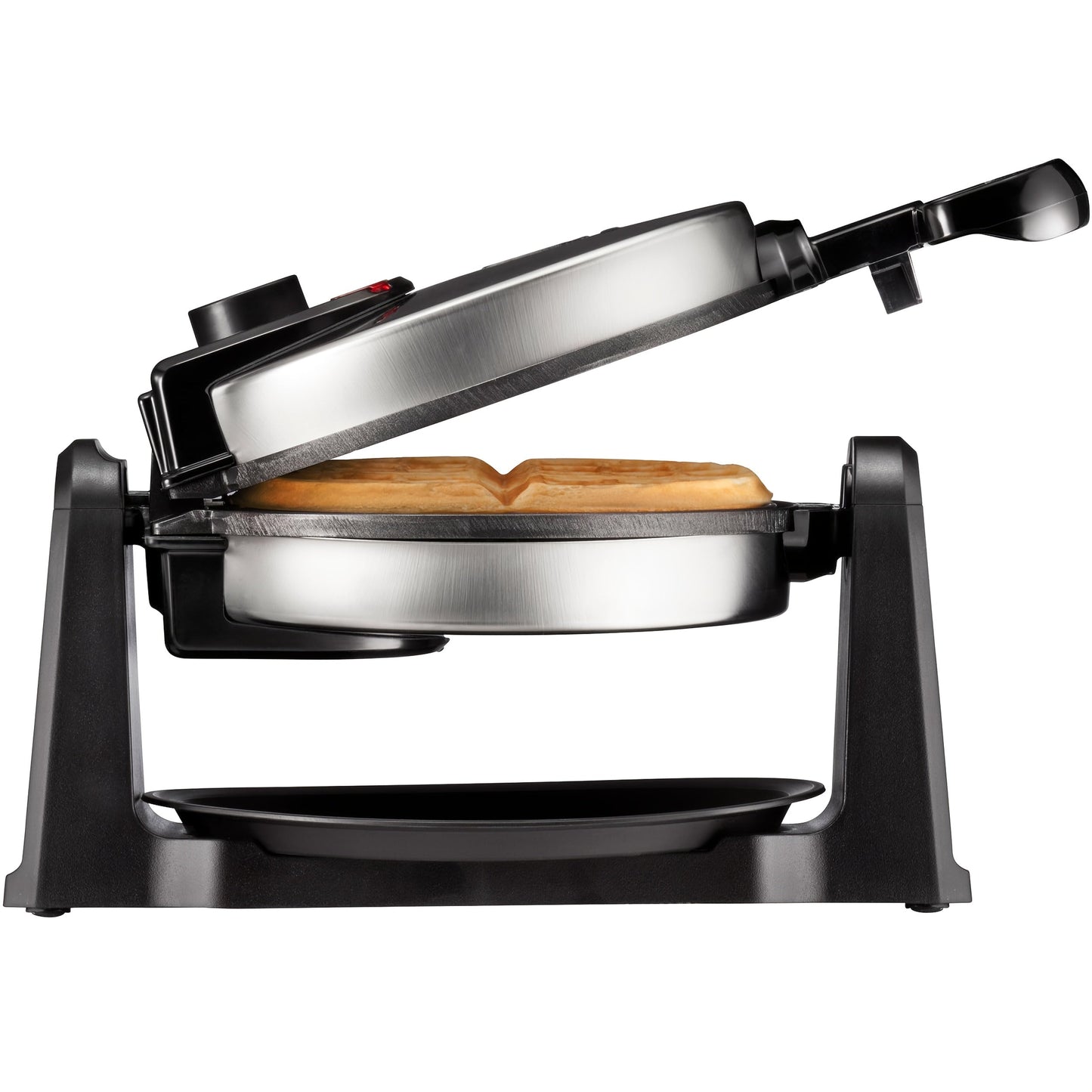 Rotating Waffle Maker with Round Plates, Browning Dial and Silvery, Double-Iron or Black-and-White Options