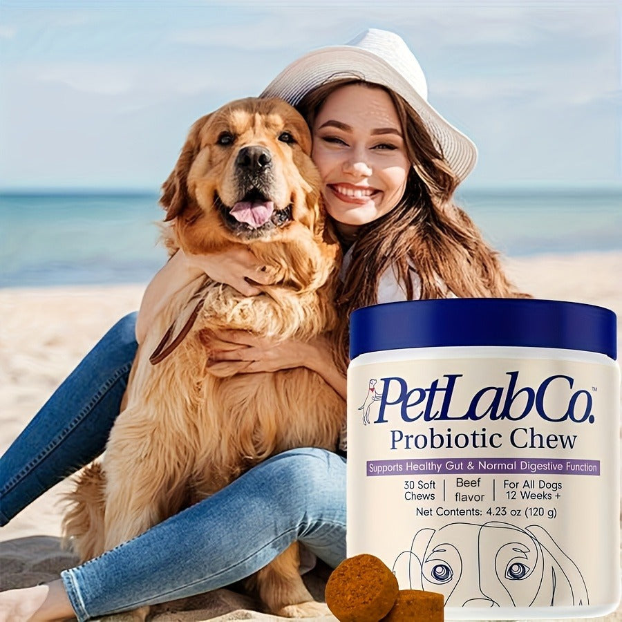 Dog Probiotic Chewable Supplement, 30-Count 4.23-Ounce Container with One- or Three-Piece Packs