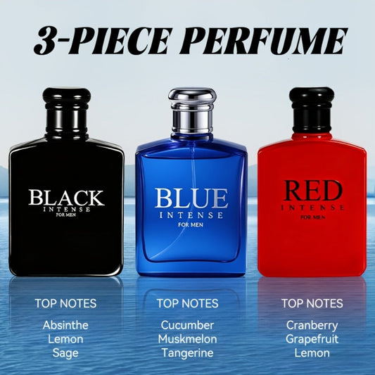 Cologne Gift Set for Men 3 Piece EDT Spray Absinthe Lemon Sage Long Lasting Eau de Toilette Mini 1oz or Full Size 3.4oz Daily Dating Holiday Birthday Father's Day Gift for Him