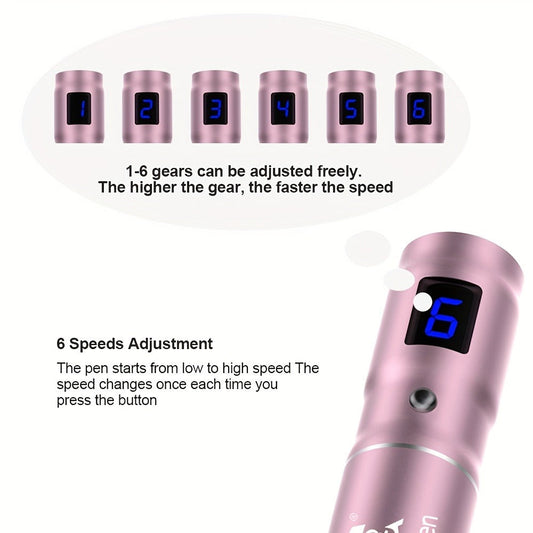 Microneedling Derma Pen 6 Adjustable Levels - 10PCS 0.15mm Replacement Tips 500mAh Rechargeable At-Home Collagen Boost Anti-Aging Skin Rejuvenation Tool for Women