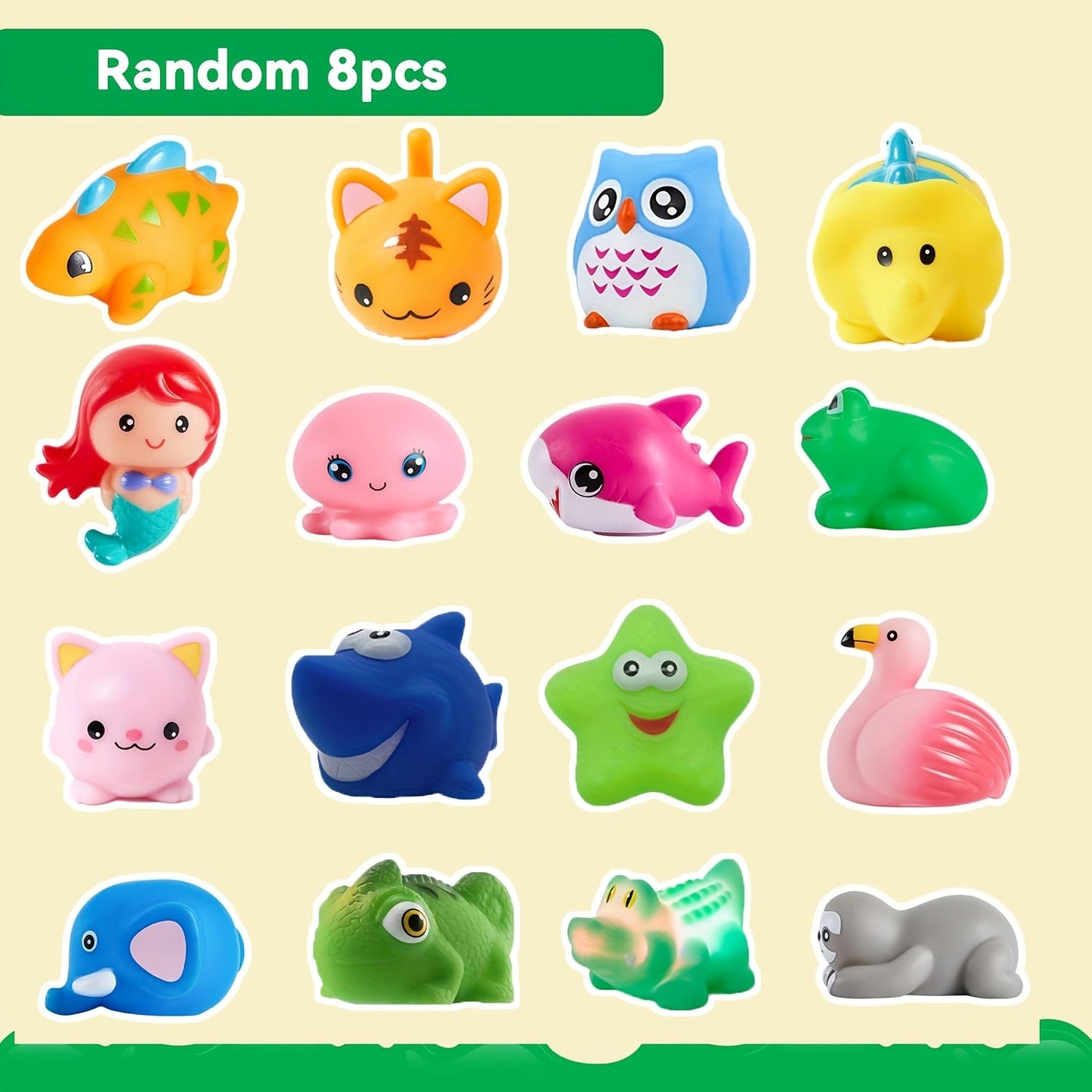 Colorful Light-Up Mermaid and Animal Bath Toy Sets with 2, 6, 8 or 12-Piece Checkout Options