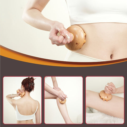 Wooden Mushroom Massager Anti-Cellulite Lymphatic Drainage Wood Therapy Body Massage Tool Ergonomic Handheld Natural Wood for Back Neck Thighs Legs Abdomen Self Care Gift for Women